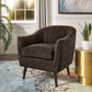 Mid-Century Modern Channel-Tufted Accent Chair with Removable Cushion Cover - Dark Chocolate