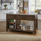 Reclaimed Look Extendable Kitchen Island - Brown Finish, Concrete Veneer Top