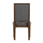 Rectangular Linen and Wood Dining Chairs (Set of 2) - Dark Gray Linen, Brown Finish