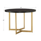 4-Person Gold Metal Base Dining Set - Black Round Tabla and Flint Gray Chairs