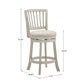 Slat Back Swivel Chair - 24" Counter Height, Antique White Finish, Beige Linen