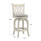 Scroll Back Swivel Stool - 24" Counter Height, Antique White Finish, Gray Linen