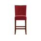 Classic Upholstered High Back Counter Height Chairs (Set of 2) - Cherry Finish, Red Microfiber