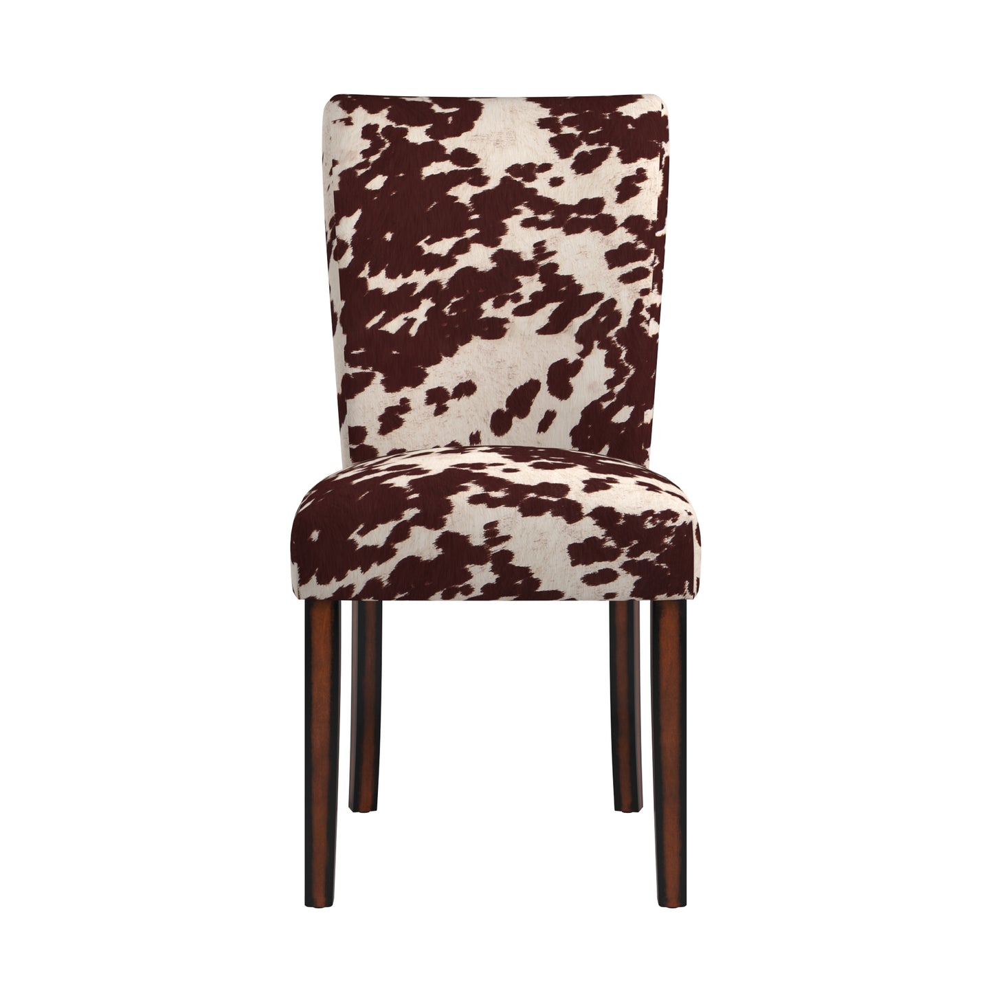 Cowhide Parsons Dining Chairs (Set of 2) - Espresso Finish, Brown Cowhide