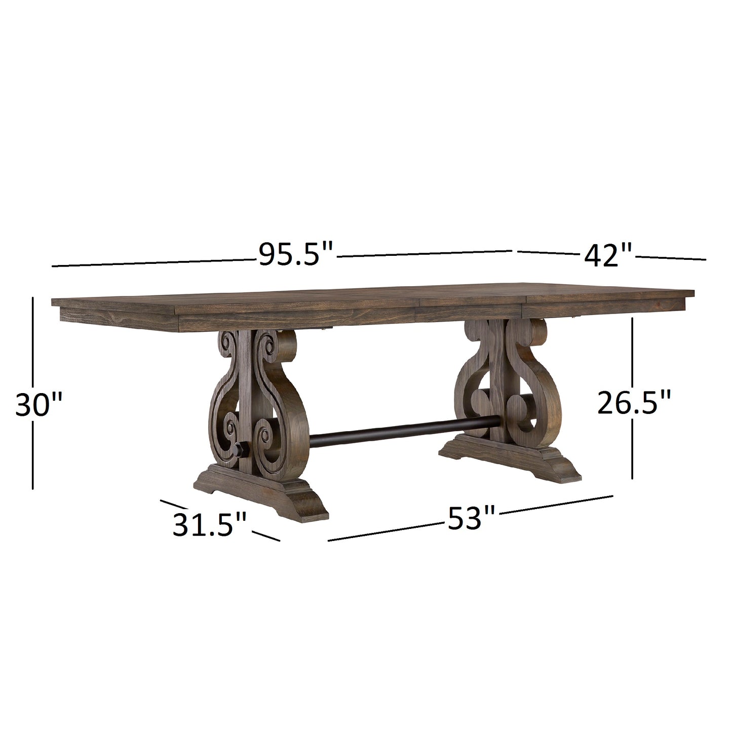 Wood Extendable Dining Set - Dining Table Only