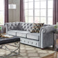 Tufted Scroll Arm Chesterfield Sofa - Gray Velvet