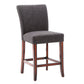 Classic Upholstered High Back Counter Height Chairs (Set of 2) - Esprasso Finish, Dark Gray