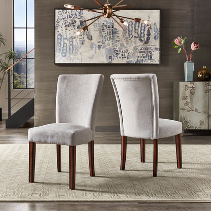 Chenille Parsons Dining Chairs (Set of 2) - Espresso Finish, Silver Gray Chenille