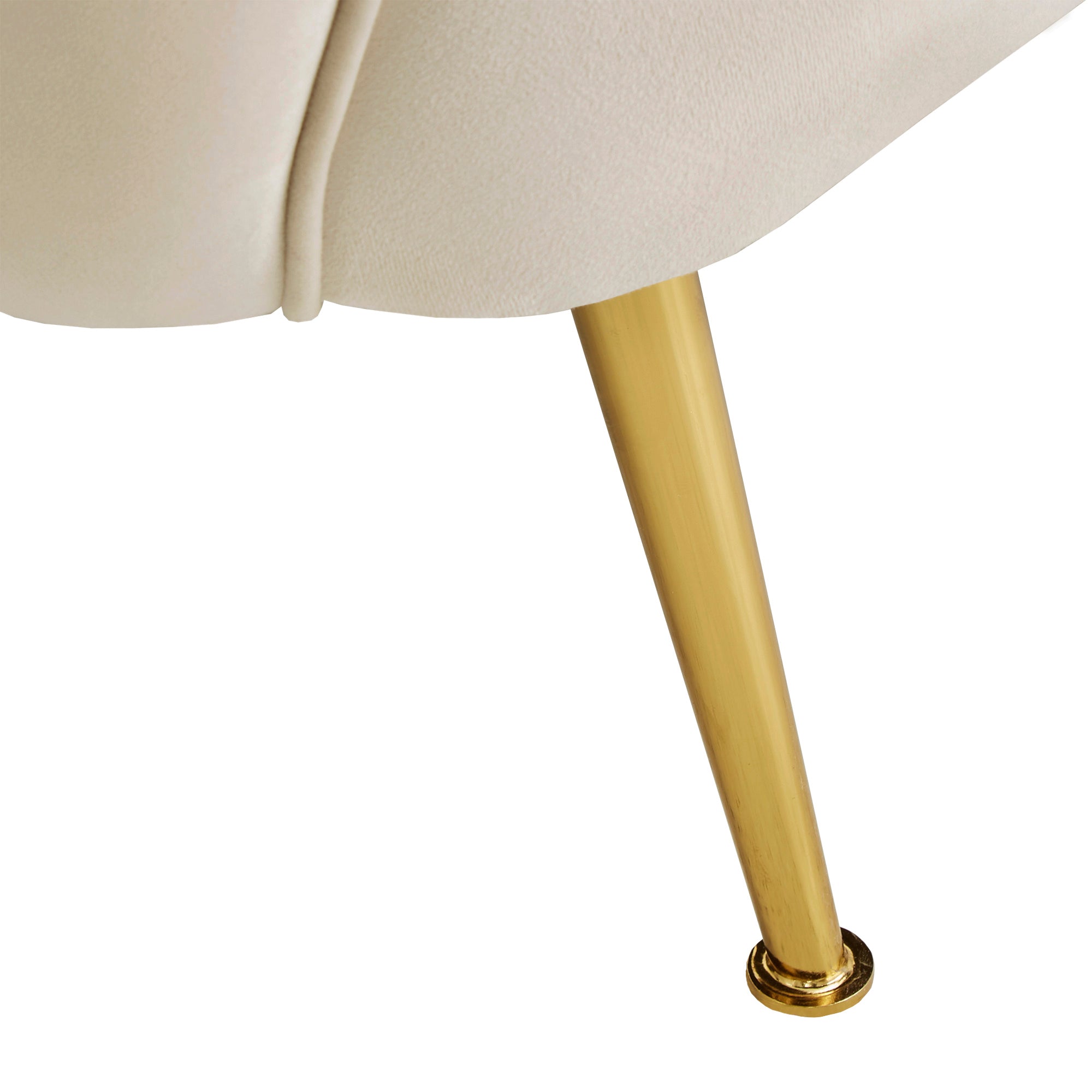 Brass Finish Velvet Upholstered Accent Chair Beige by Inspire Q Bold