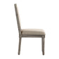 Rectangular Linen and Wood Dining Chairs (Set of 2) - Beige Linen, Antique Grey Oak Finish