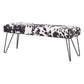 Cowhide Print Metal Bench