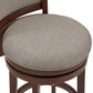 Upholstered Back Swivel Stool - 24" Counter Height, Cherry Finish, Gray Linen