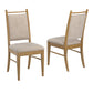 Wood Finish Beige Fabric Dining Chair (Set of 2) - Oak Wash