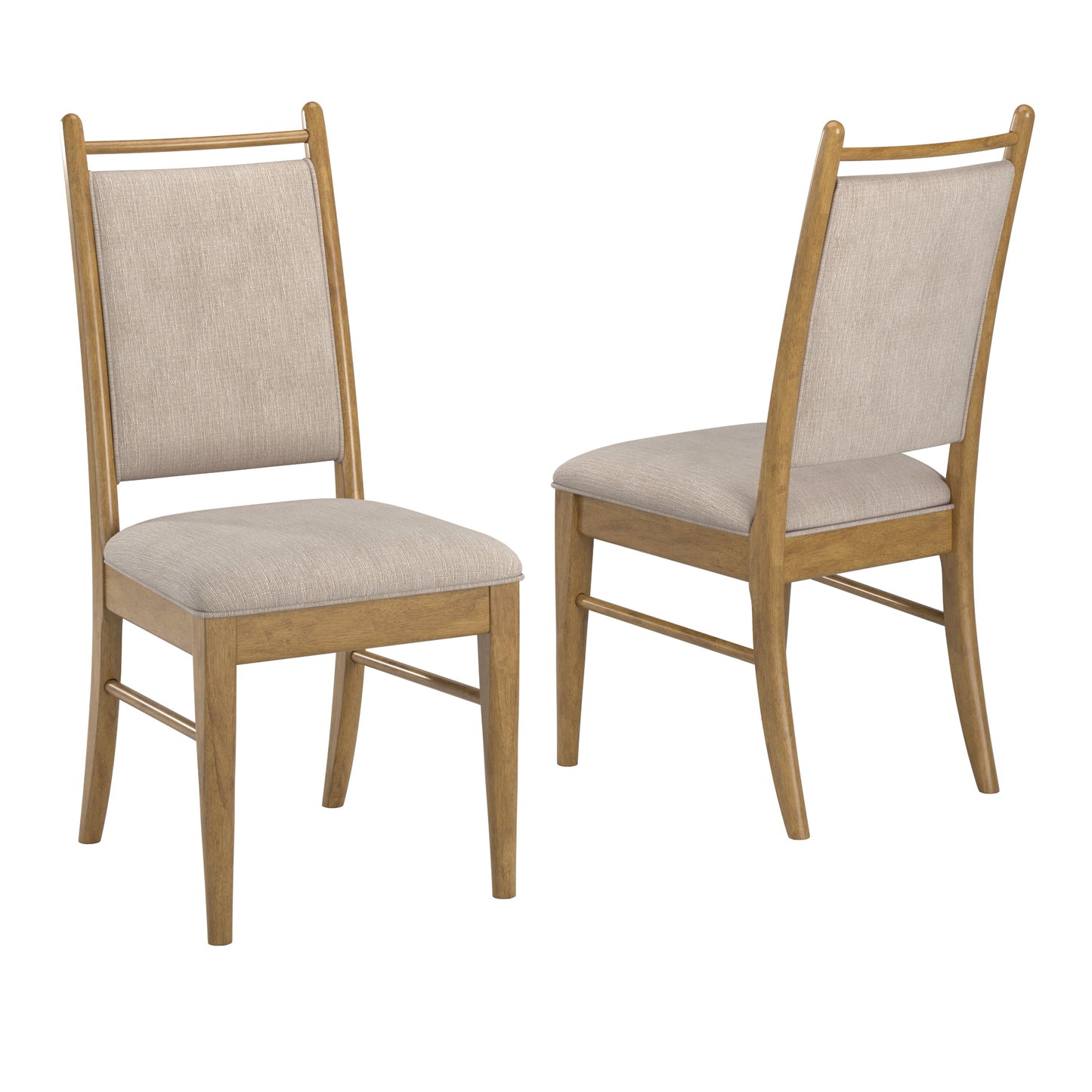 Wood Finish Beige Fabric Dining Chair (Set of 2) - Oak Wash