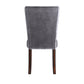 Upholstered Parson Dining Chairs (Set of 2) - Espresso Finish, Blue Steel Velvet