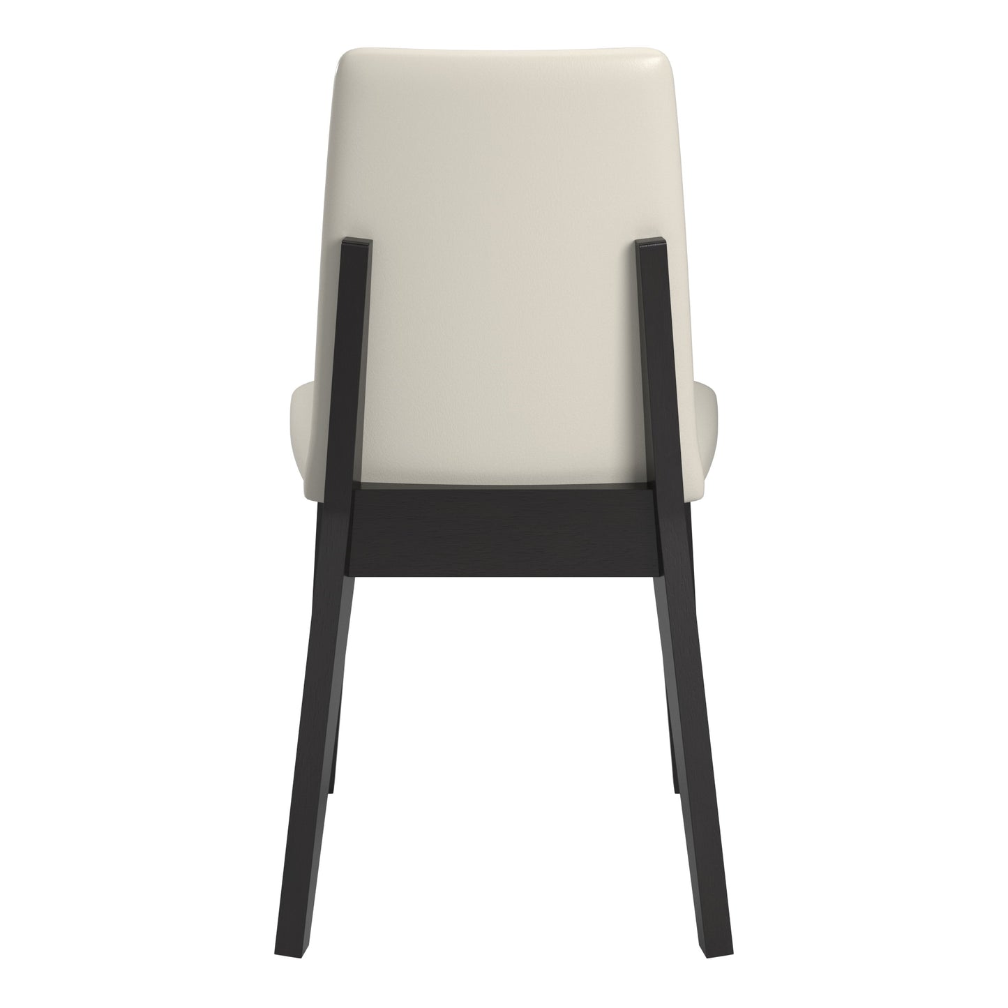 Wood Finish White Vegan Leather Dining Chair (Set of 2) - Black Oak