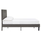 Upholstered Platform Bed with Geometric Headboard - Gray, Queen (Queen Size)