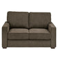 Modern Fabric Upholstered Square Arm Sofa - Loveseat, Brown Chenille Fabric