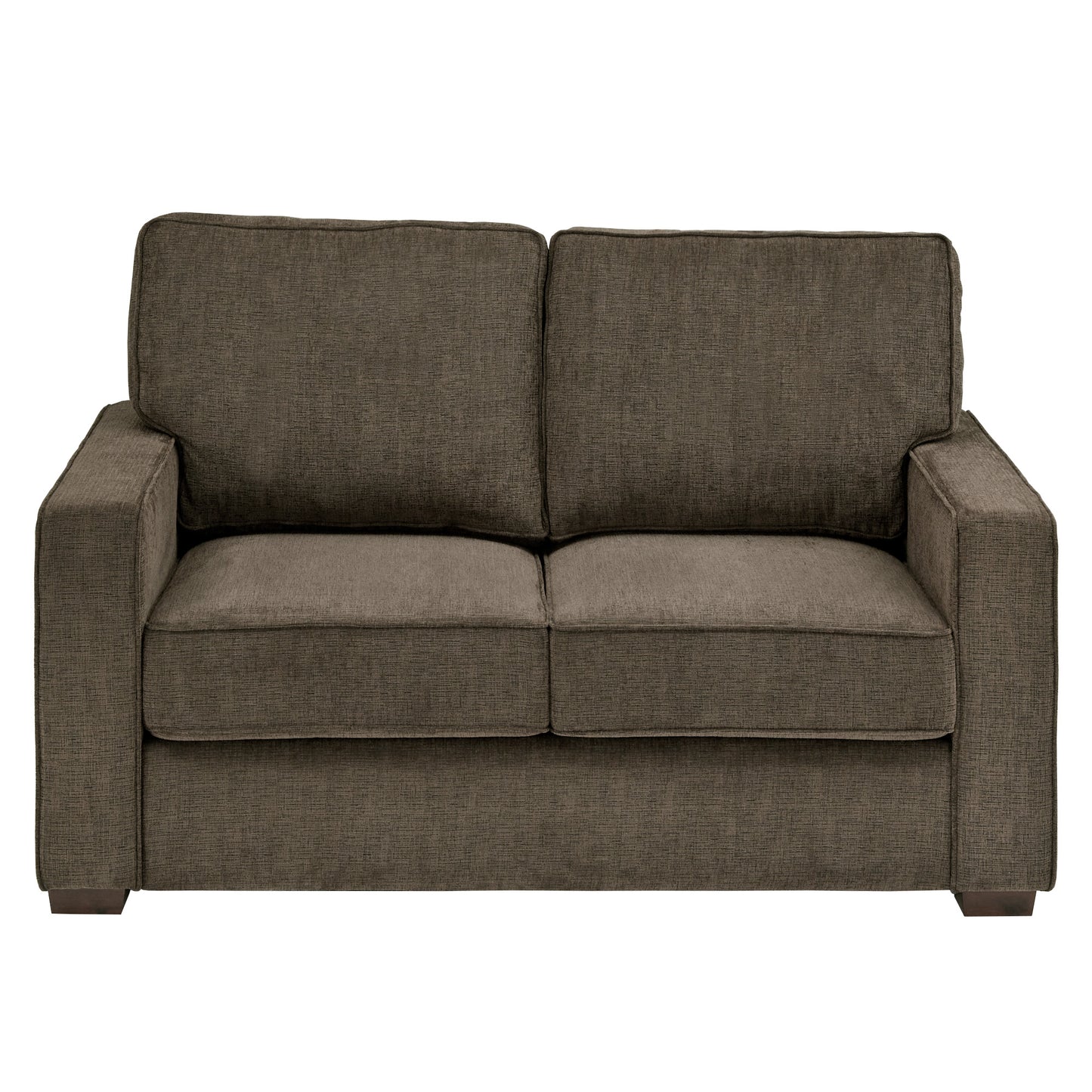 Modern Fabric Upholstered Square Arm Sofa Set - Living Room Chair, Loveseat and Sofa, Brown Chenille Fabric