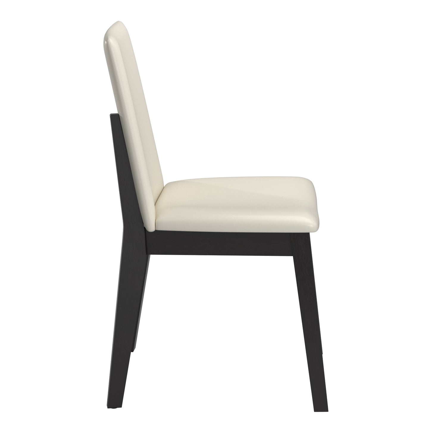 Wood Finish White Vegan Leather Dining Chair (Set of 2) - Black Oak