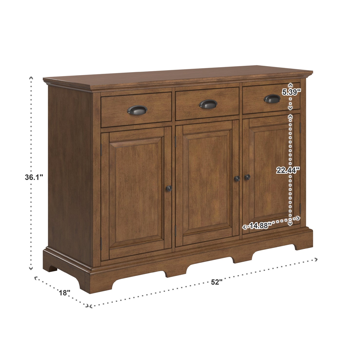 Wood Cabinet Buffet Server - Oak Finish