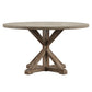 Rustic X-Base Round Pine Finish Dining Table - Antique Gray Finish, 54-inch