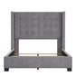 Tufted Linen Wingback Bed - Gray Linen, Full