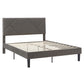 Upholstered Platform Bed with Geometric Headboard - Gray, Queen (Queen Size)