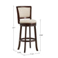 Upholstered Back Swivel Stool - 29" Bar Height, Dark Cherry Finish, Beige Linen