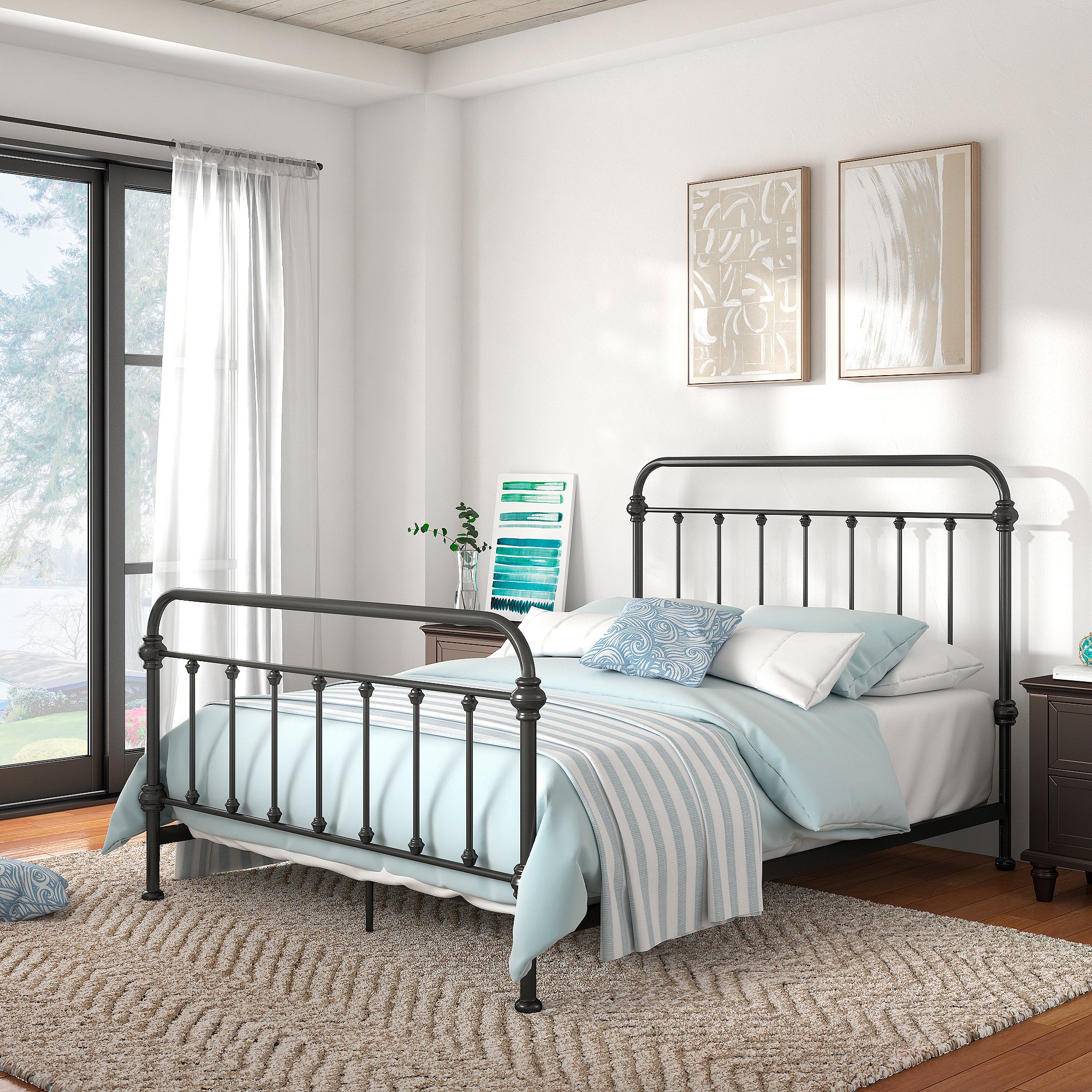 Iron metal deals bed frame queen