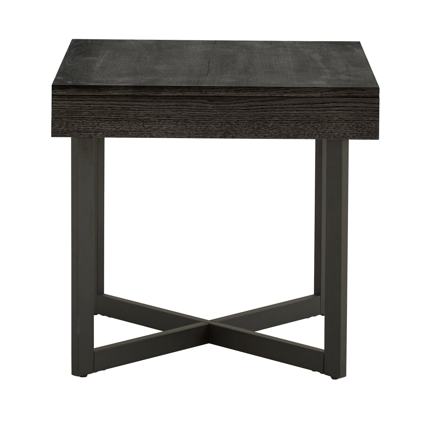 Wood Finish End Table with One Drawer - Black Finish