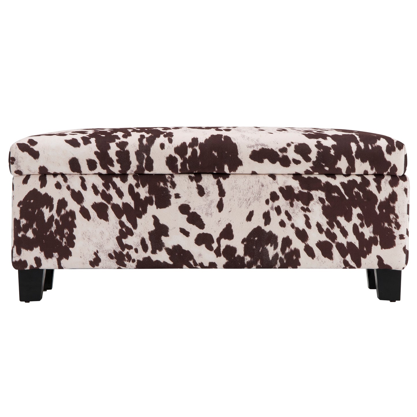 Cowhide Print Lift Top Storage Bench - Brown Cowhide