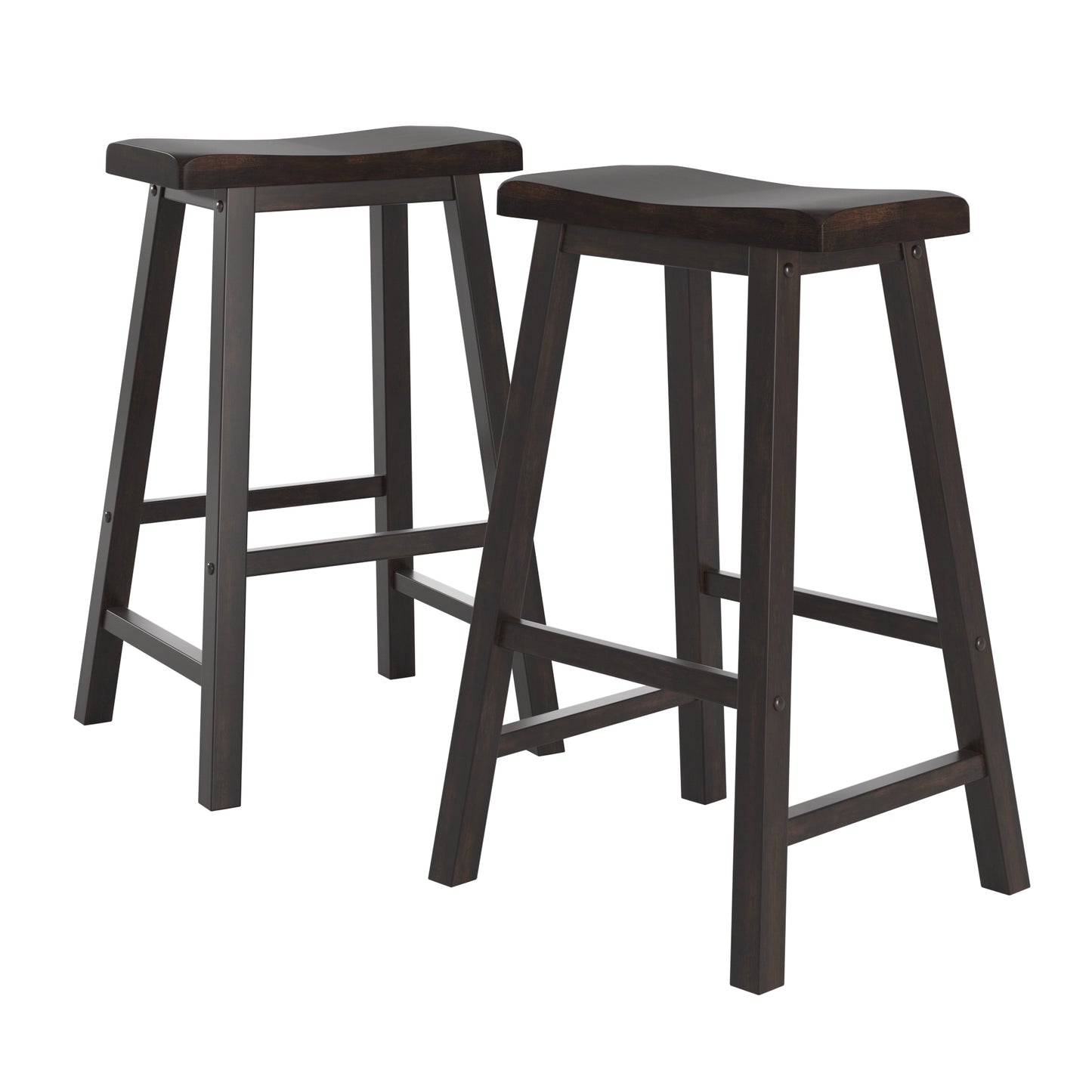 Saddle Seat 29" Bar Height Backless Stools (Set of 2) - Antique Black Finish