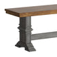 Two-Tone Trestle Leg Wood Dining Bench - Oak Top with Antique Gray Base