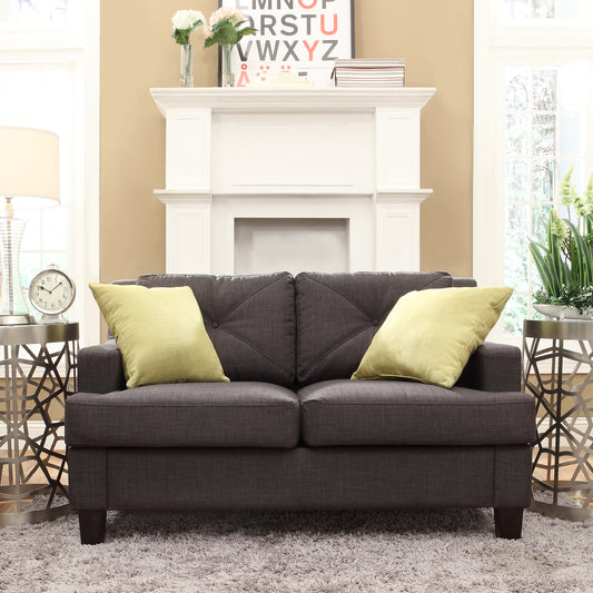 Linen Tufted Sloped Track Loveseat