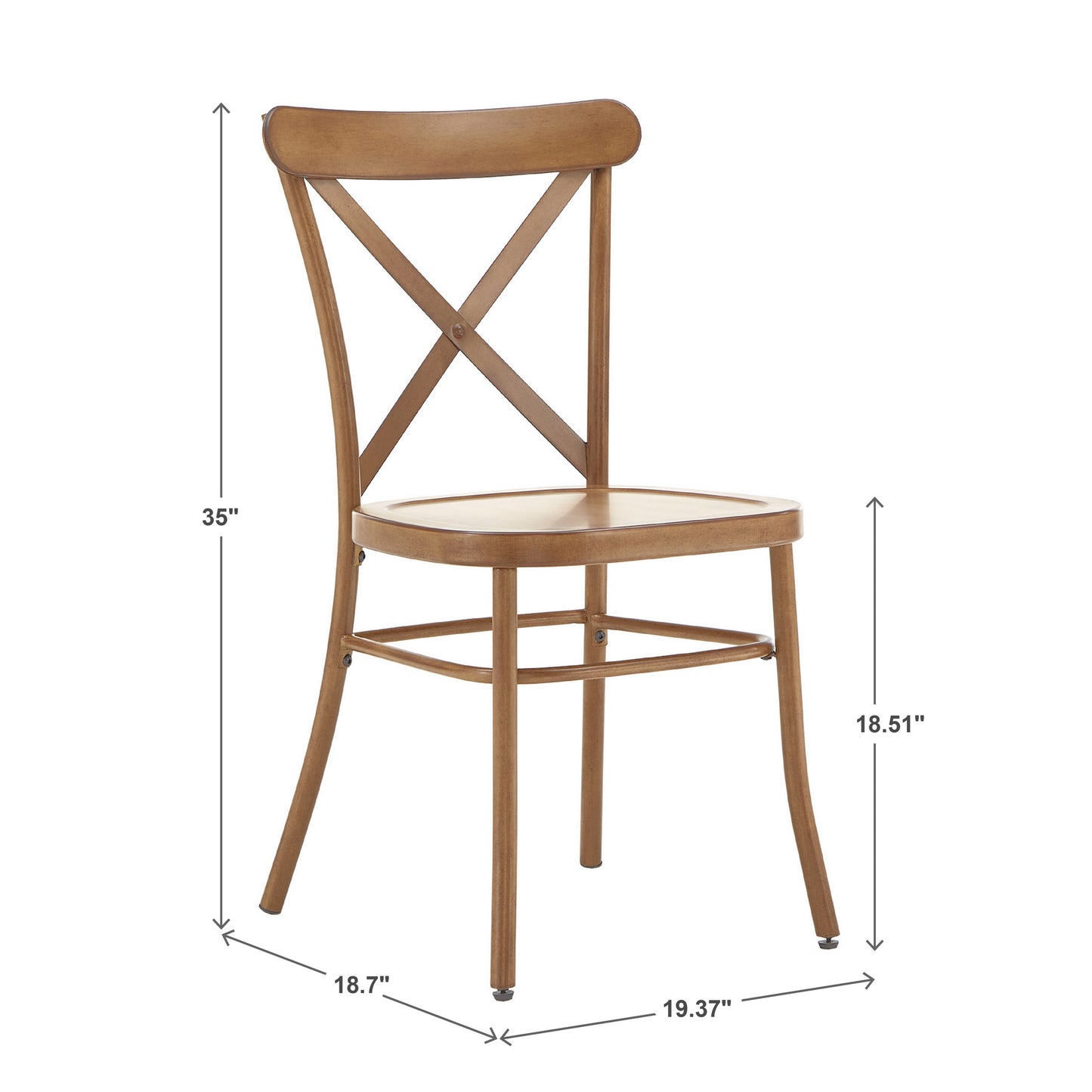 Metal Dining Chairs (Set of 2) - Oak Finish