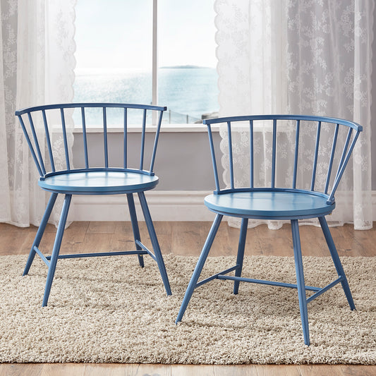 Low Back Windsor Classic Dining Chairs (Set of 2) - Blue Steel