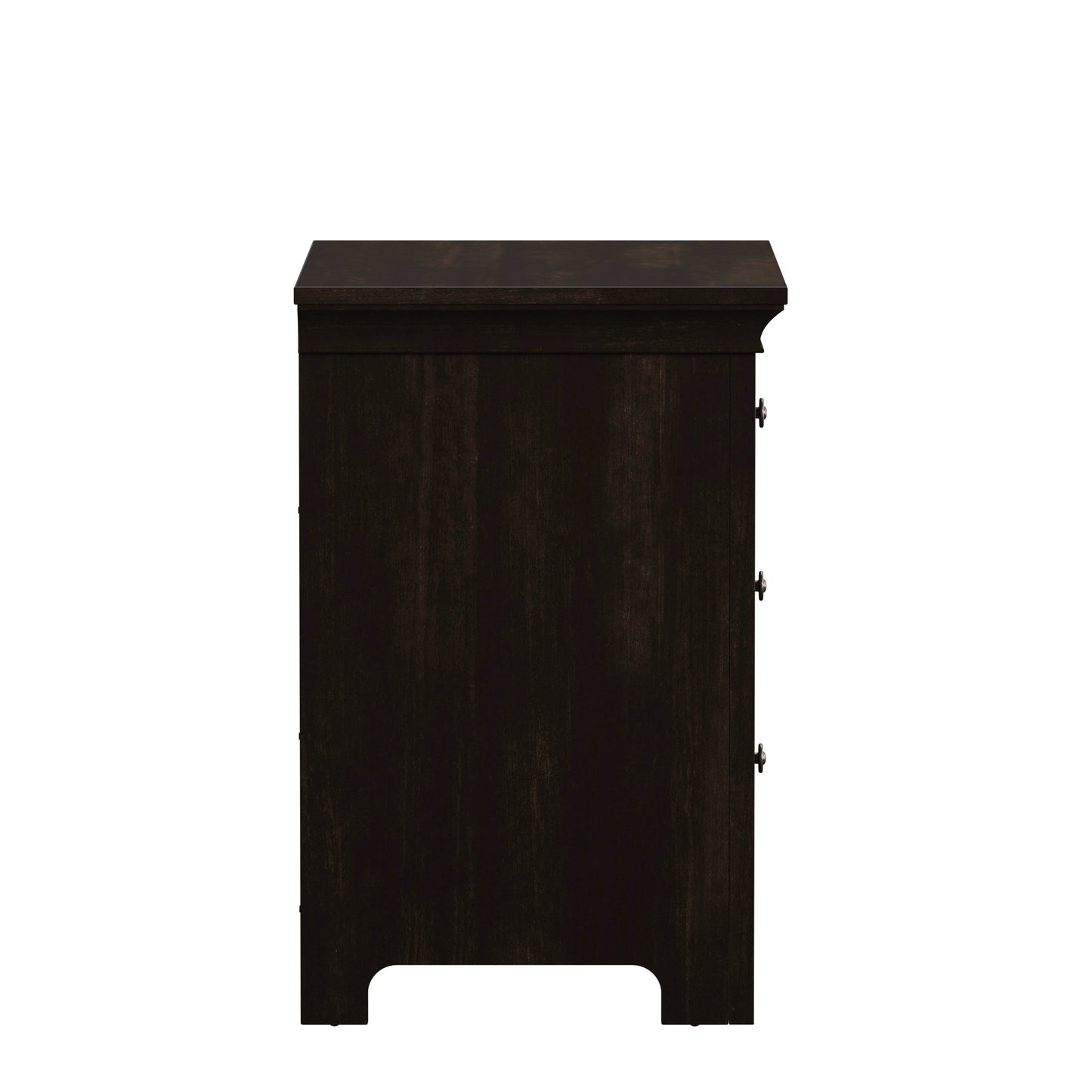 3-Drawer Wood Modular Storage Nightstand with Charging Station - Black