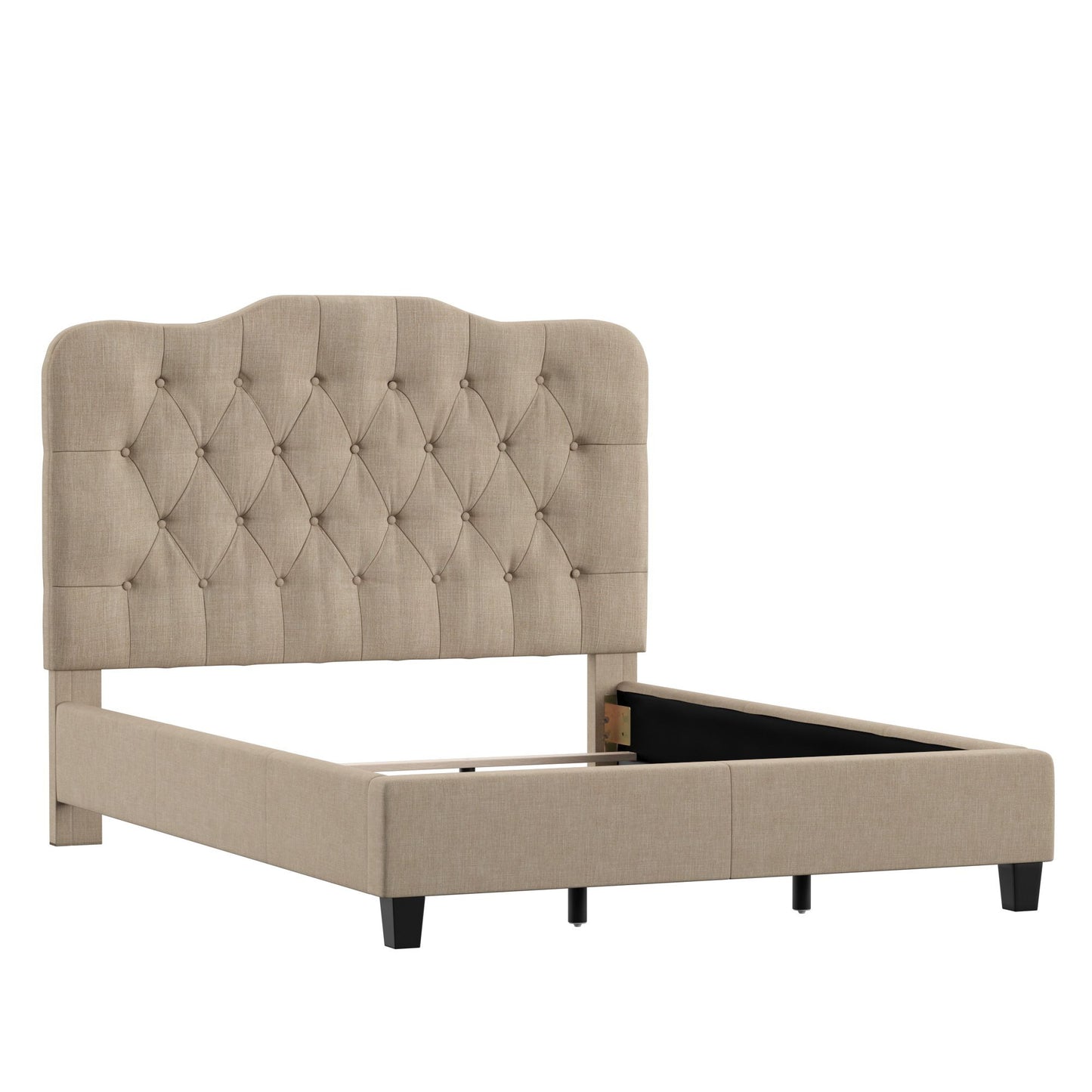 Adjustable Diamond Tufted Camelback Bed - Beige, Full