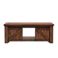 Barn Door Coffee Table with Storage - Brown Cherry Finish