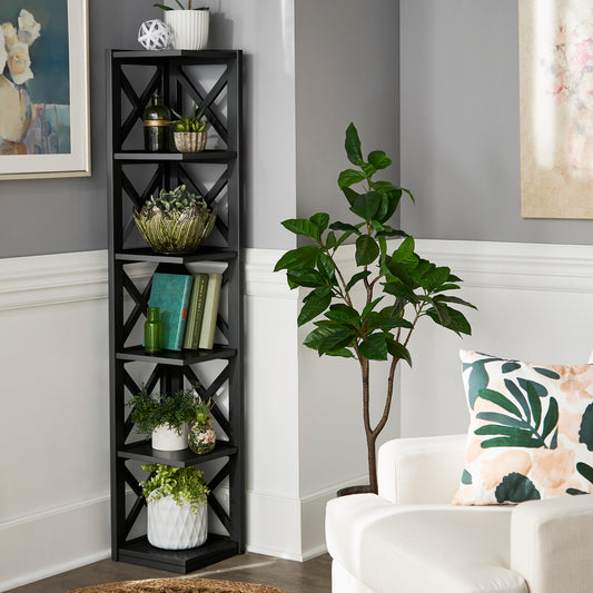 X-Frame 5-Shelf Bookcase - Black