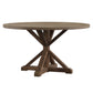 Rustic X-Base Round Pine Finish Dining Table - Brown Finish, 54-inch