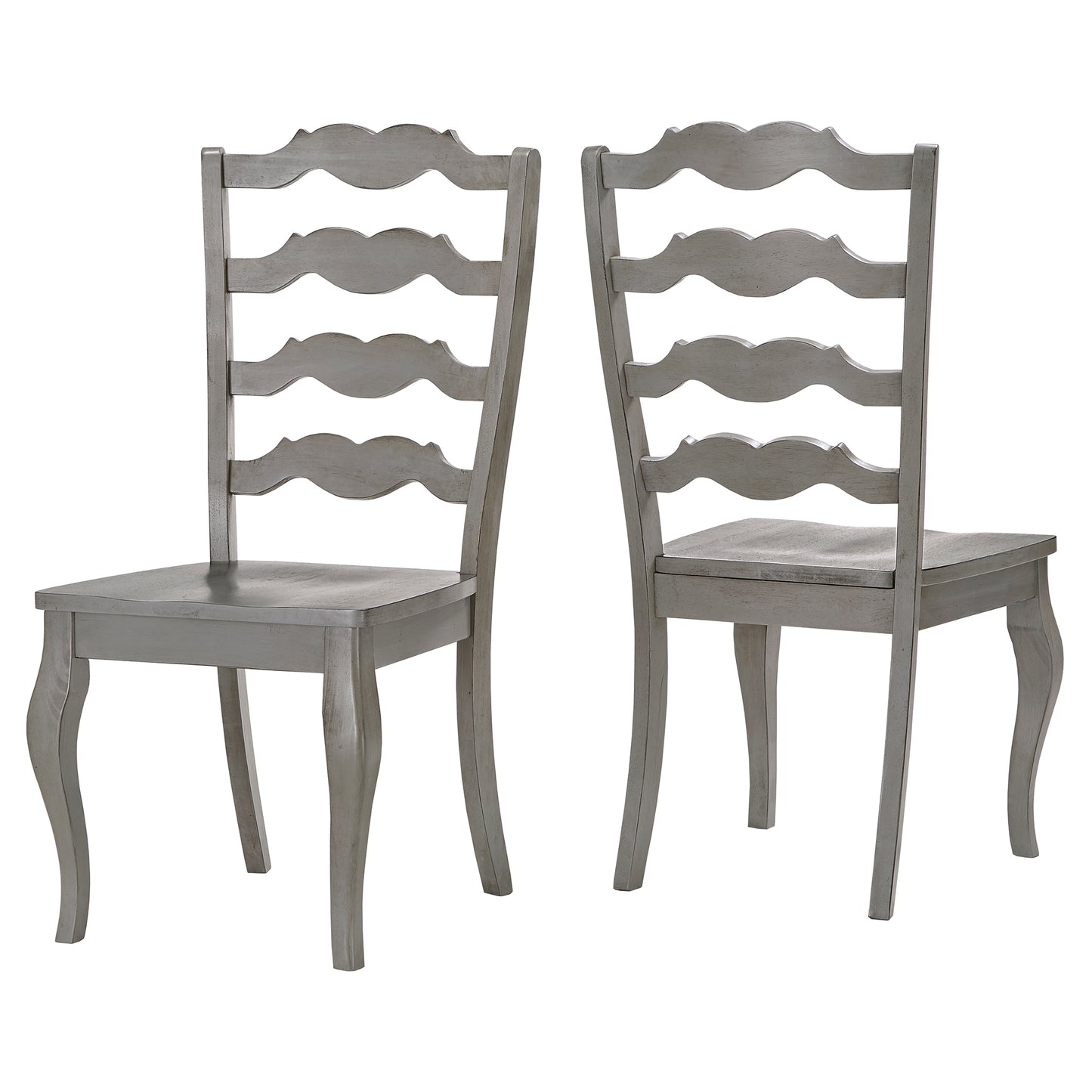 French Ladder Back Wood Dining Chairs (Set of 2) - Antiqua Gray