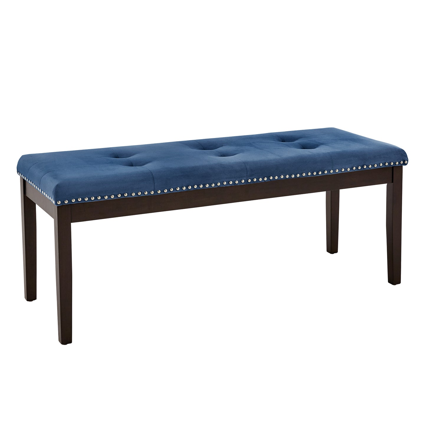 Velvet Tufted Nailhead Bench - Blue