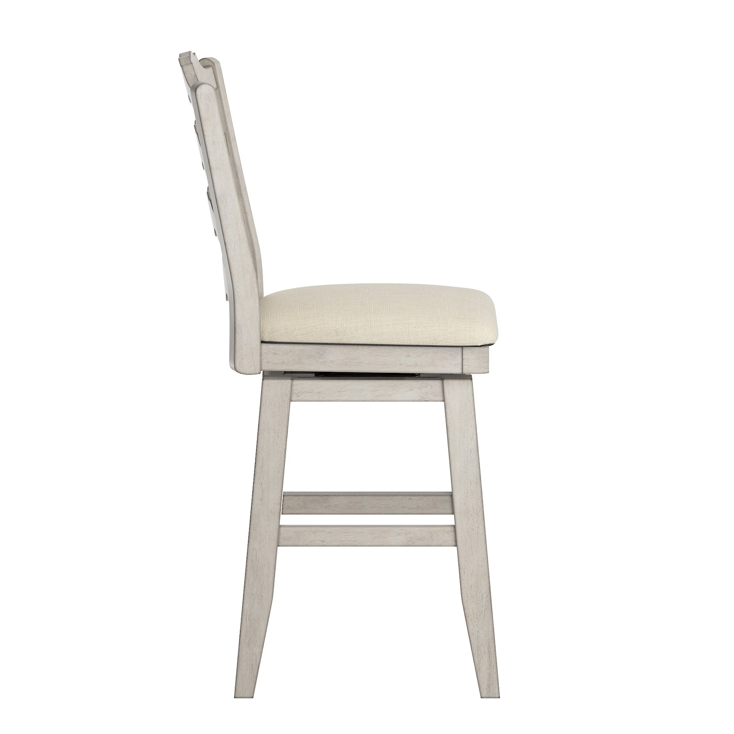 French Ladder Back Counter Height Swivel Stool - Antique White Finish