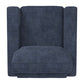 Modern Fabric Upholstered Square Arm Sofa - Living Room Chair, Blue Chenille Fabric