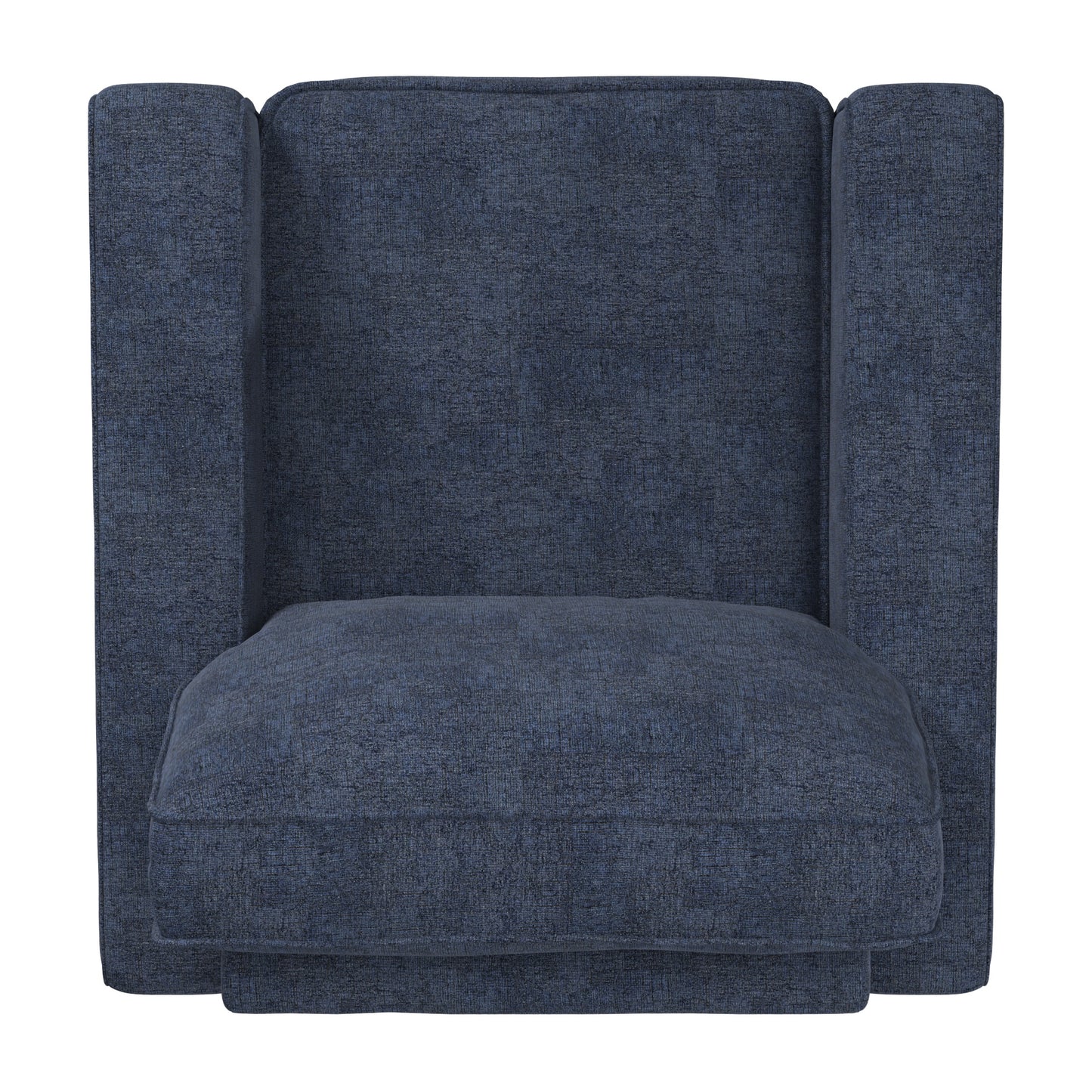 Modern Fabric Upholstered Square Arm Sofa - Living Room Chair, Blue Chenille Fabric