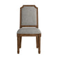 Arched Linen and Wood Dining Chairs (Set of 2) - Gray Linan, Brown Finish