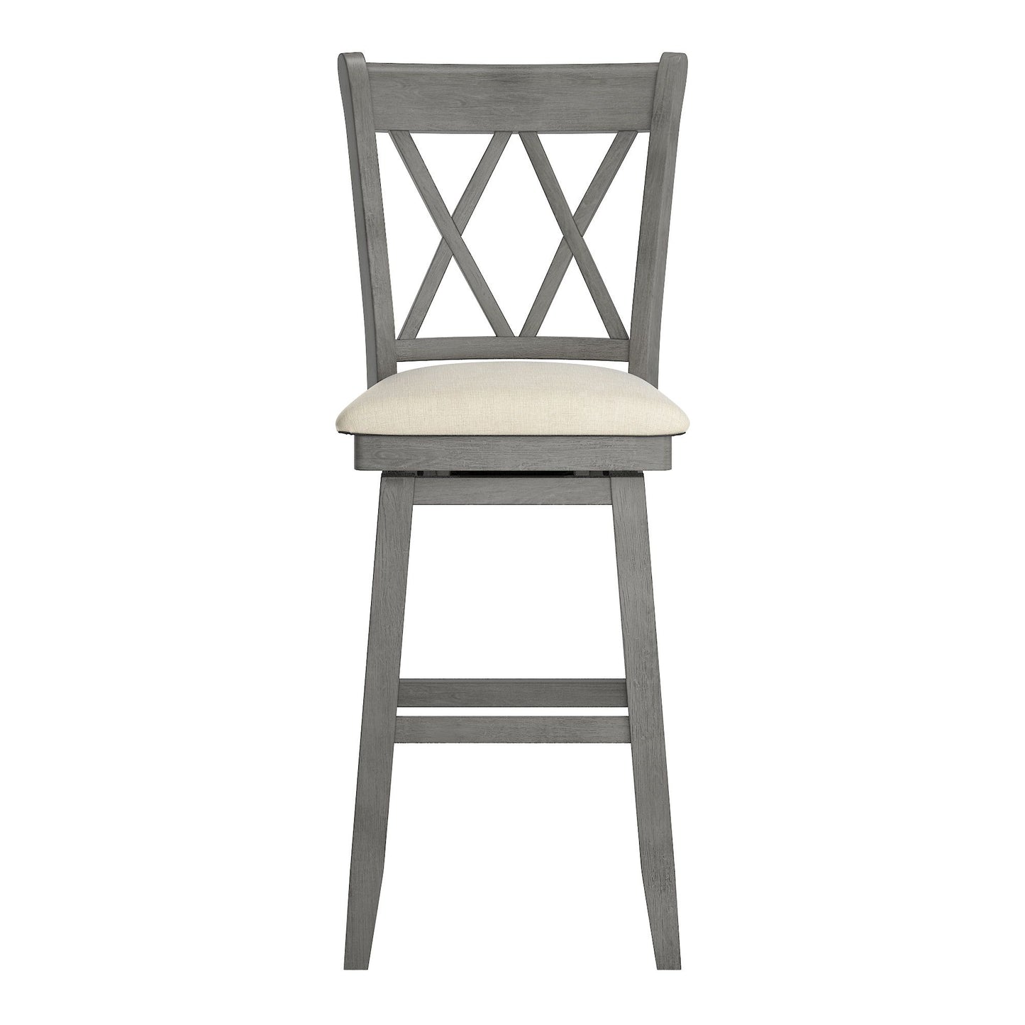 Double X-Back Wood Swivel Bar Stool - Antiqua Gray Finish