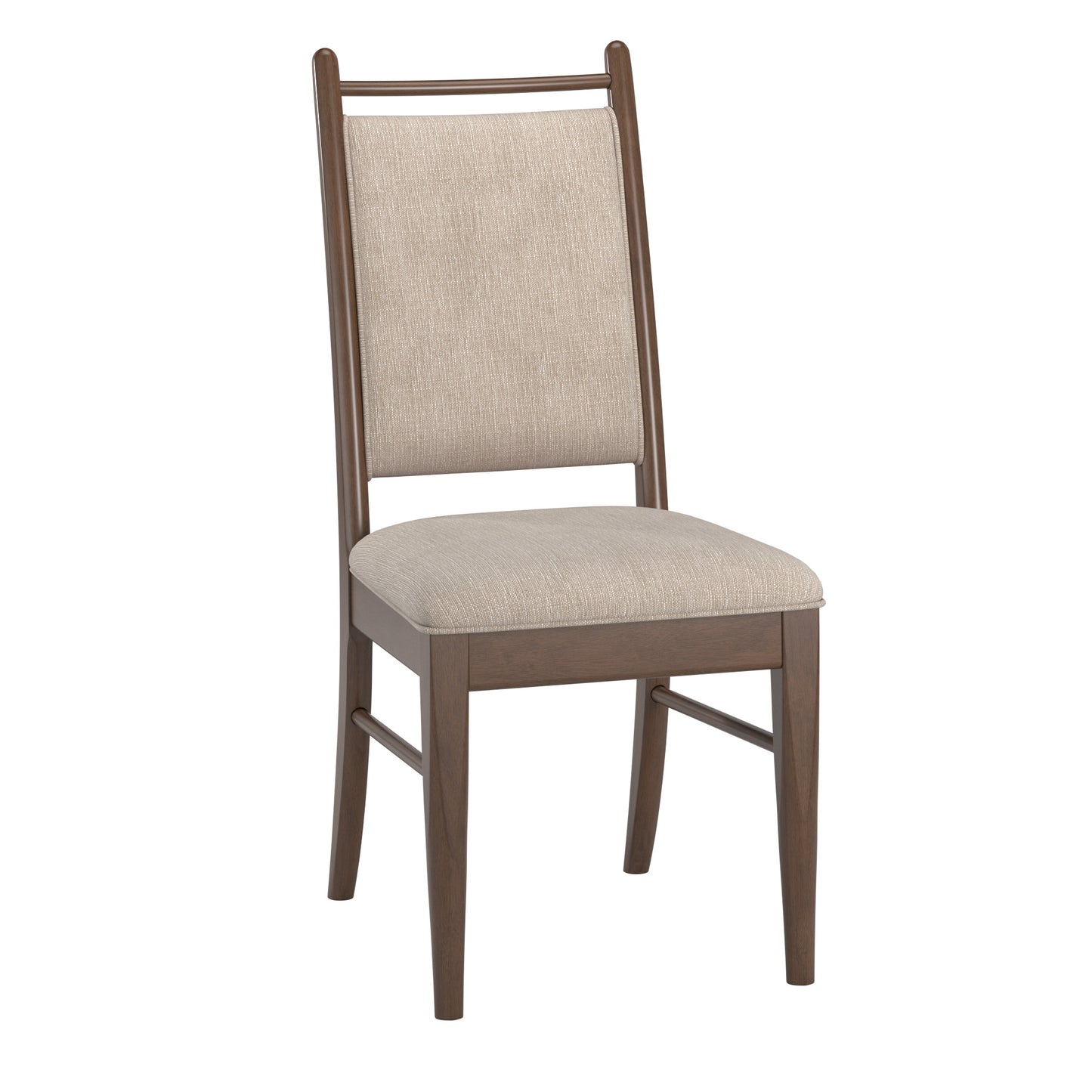 Wood Finish Beige Fabric Dining Chair (Set of 2) - Walnut